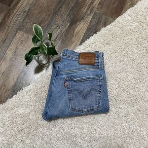 Levi's 501 Size 27 Distressed High Rise Button Fly Cropped Straight Jeans